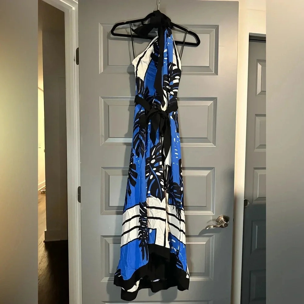 NWT REISS London Erin Palm Leaf Print Halter Midi Dress - Picture 4 of 6